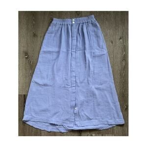 Xirena Periwinkle Lavender Cotton Midi Skirt A-Line Button Front XS